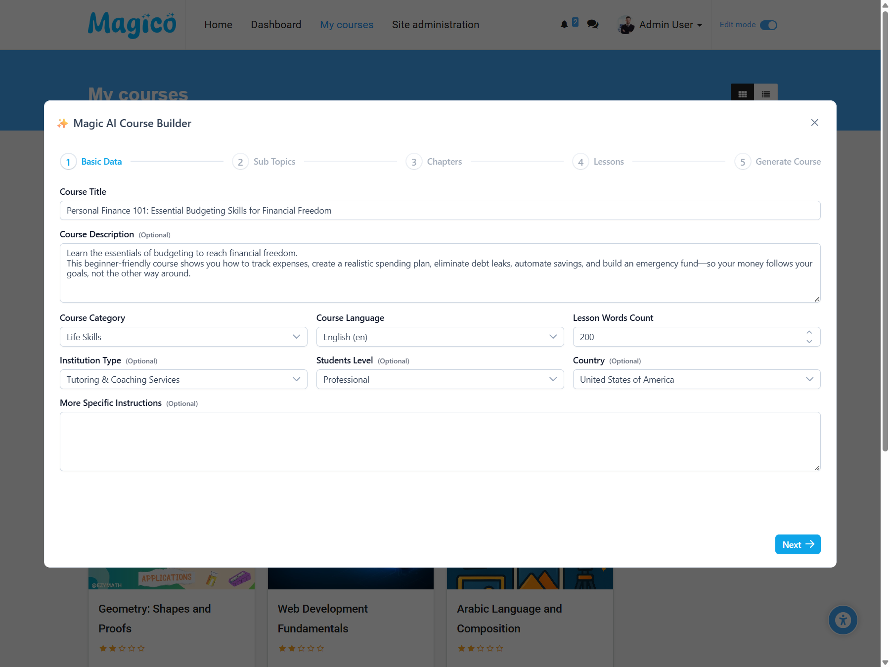 Magic LMS AI Course Builder 1